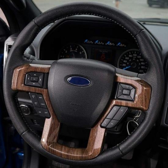 Central Console Steering Wheel Cover Trim Decor For Ford F150 2015-20 Wood Grain