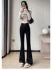 2024 Women's High-Waisted Micro-Flare Jeans: Slim Fit, Elastic, Floor-Length Pants