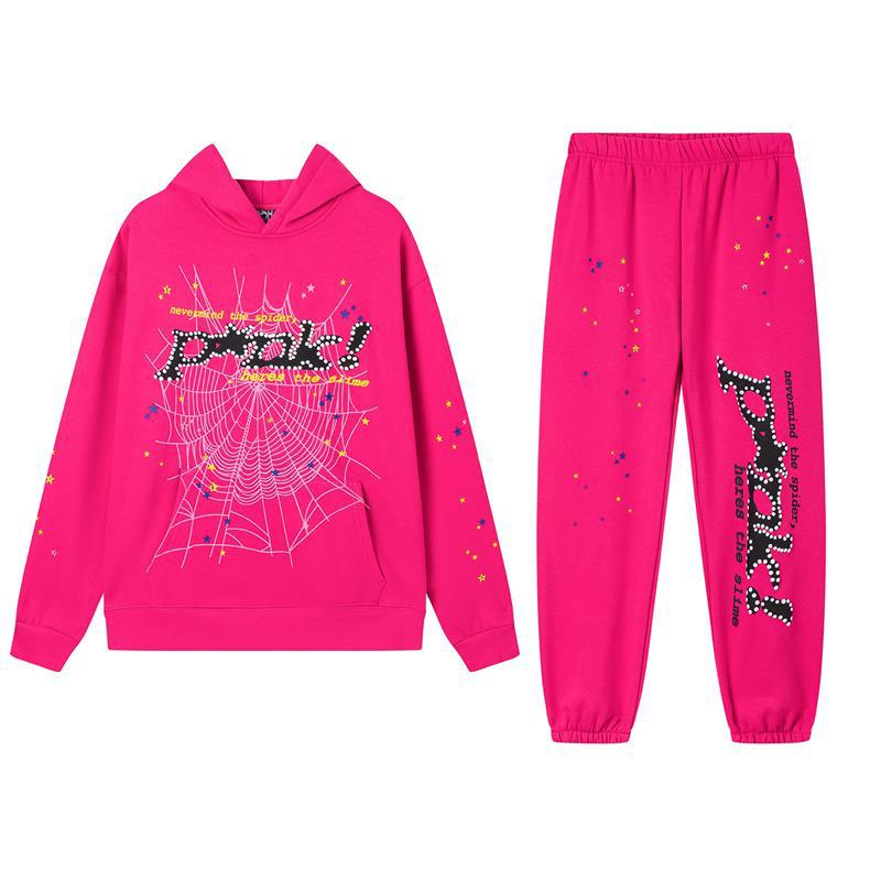 American SP5DER Spider Web Hoodie & Young Thub Trousers Sports Set for Men & Women