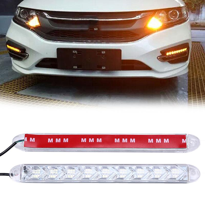 Flexibilné LED denné svietenie do auta Vodotesné šípkové blikače Výstražné svetlá Biely/Jantárový pásik Smerové svetlá