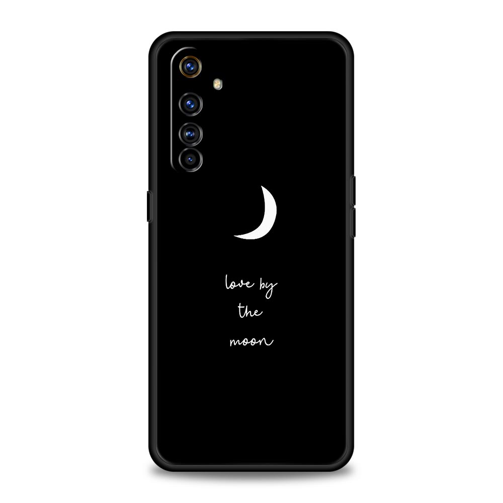 Case For Realme 12 11 10 9 8 5G 7 6 GT5 GT3 GT2 Pro Plus C21 C11 C25 C35 GT Neo 2 3 3T 5 Cover Black and White Love Sun Moon