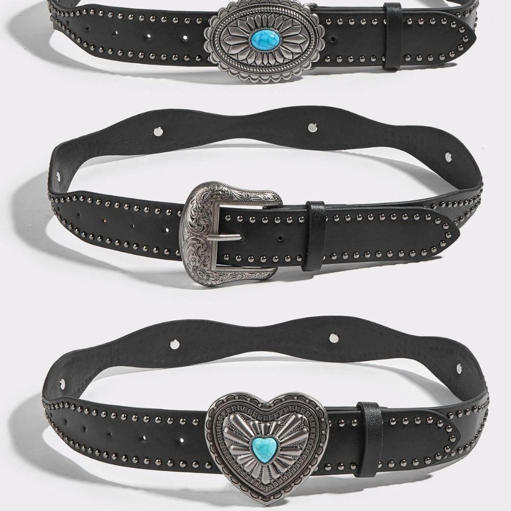 Punk Wide Waistband Korean Style Y2K Girl Waistband Adjustable PU Leather Rivet Belt  Outdoor