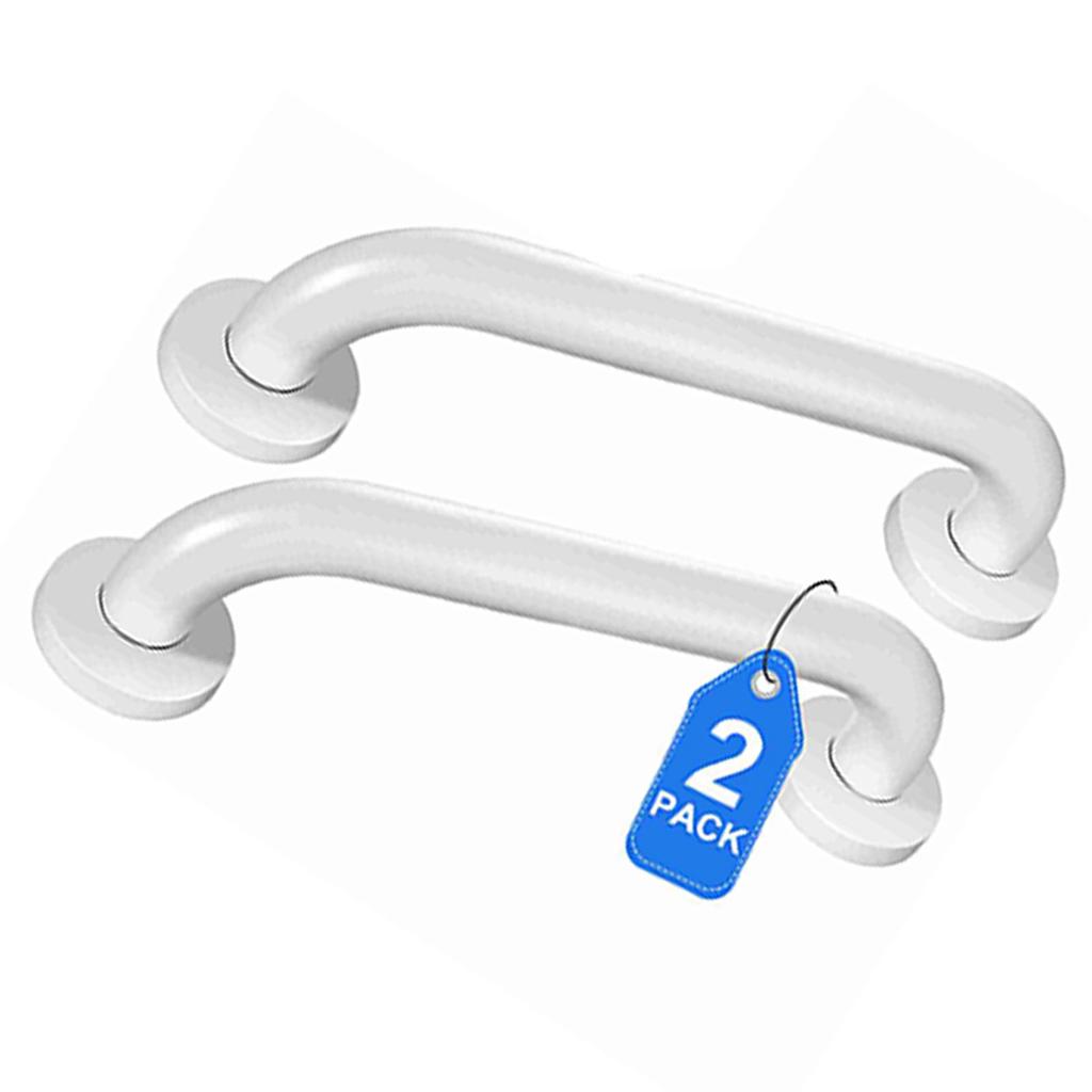 2Pcs Bathroom Grab Bar Rail Handle Water Proof Stainless Steel for Shower Toilet 12in White