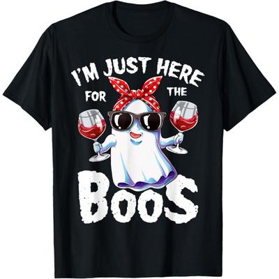 I'm Just Here For The Boos Halloween Women Ghost Cute Funny T-Shirt