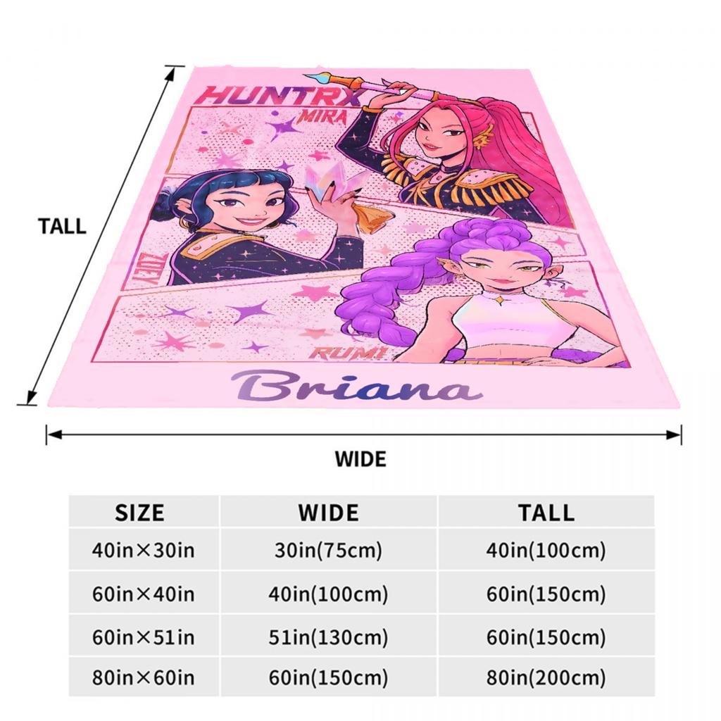 1PC Personalized Name K-Pop D-Demon H-Hunters Blanket Girls Boys Plush Throw Blanket Novelty Warm Blanket All Season Gift