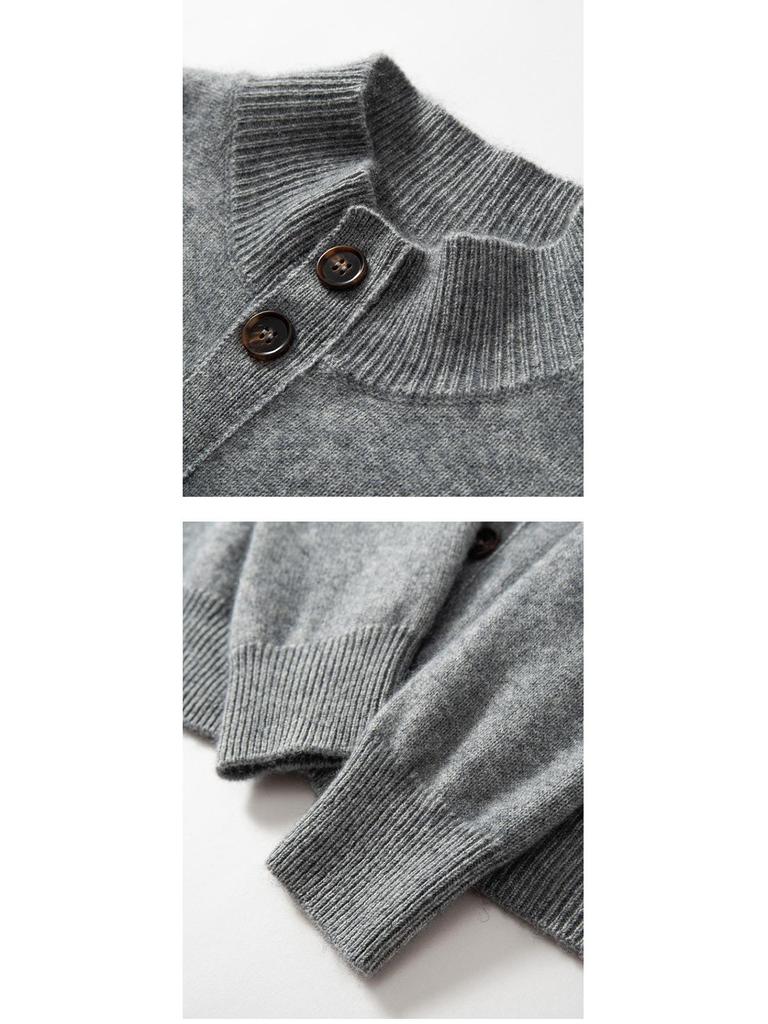 Men's Business Casual Cashmere Cardigan - Thick Stand Collar Wool Knit for Autumn & Winter
