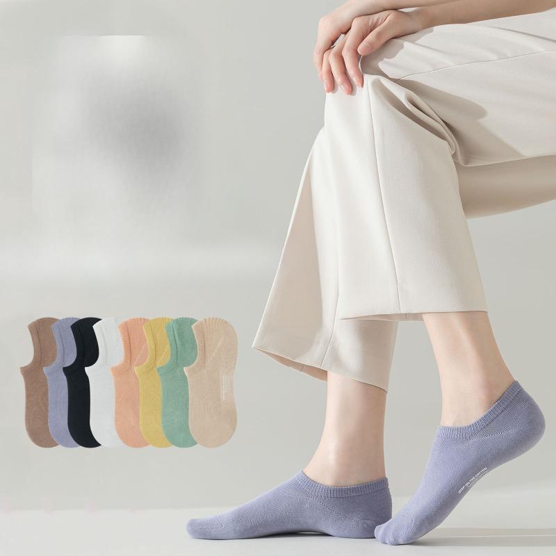 Summer Boat Socks for Women, Pure Cotton Invisible Socks, Thin Anti-slip, Non-dropping Heel, Boneless, Antibacterial and Deodorizing Socks