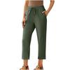 Women's Cropped Pants With Waist Drawstring, Summer Casual Cropped Pants Cotton Cropped Pants