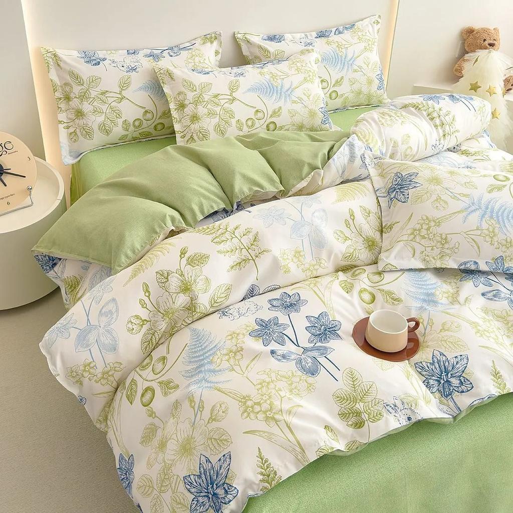 Thickened Ins-style 4-piece Bedding Set / 100% Pure Skin-friendly Cotton Single Duvet Cover,4-piece