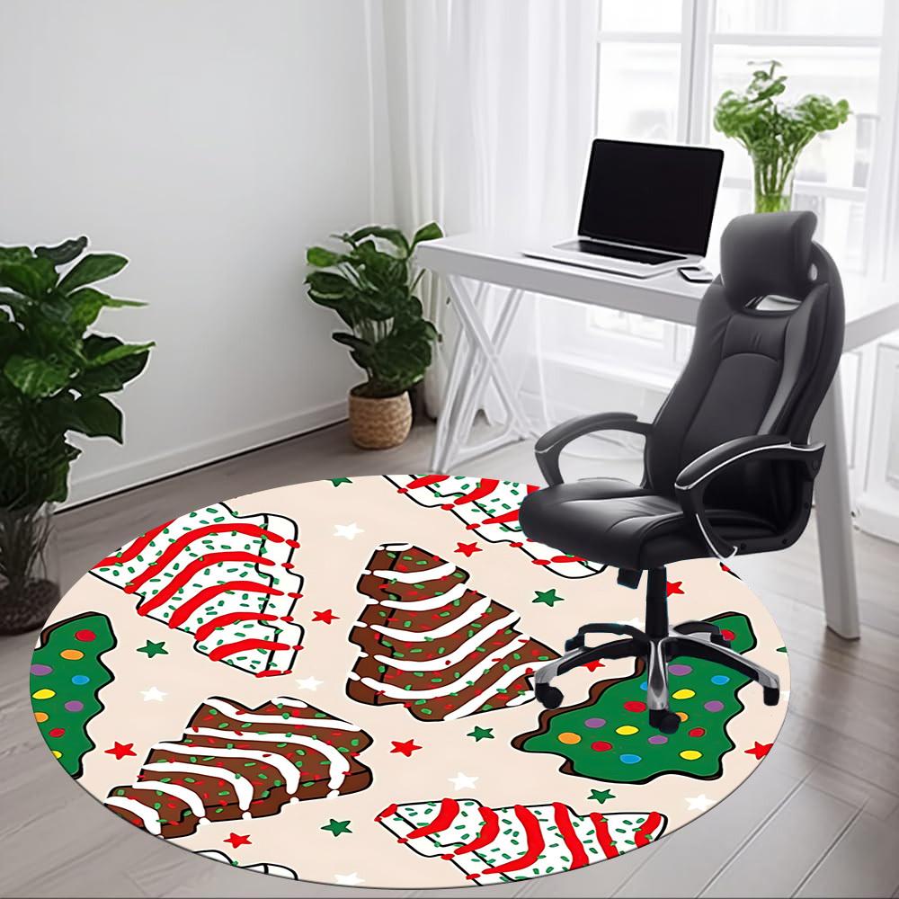 1pc Christmas cookies Office Round Rug, Non-slip, Soft and Durable Office Rug for Interior Decoration, Perfect for Office, Beautiful Decoration yy2603