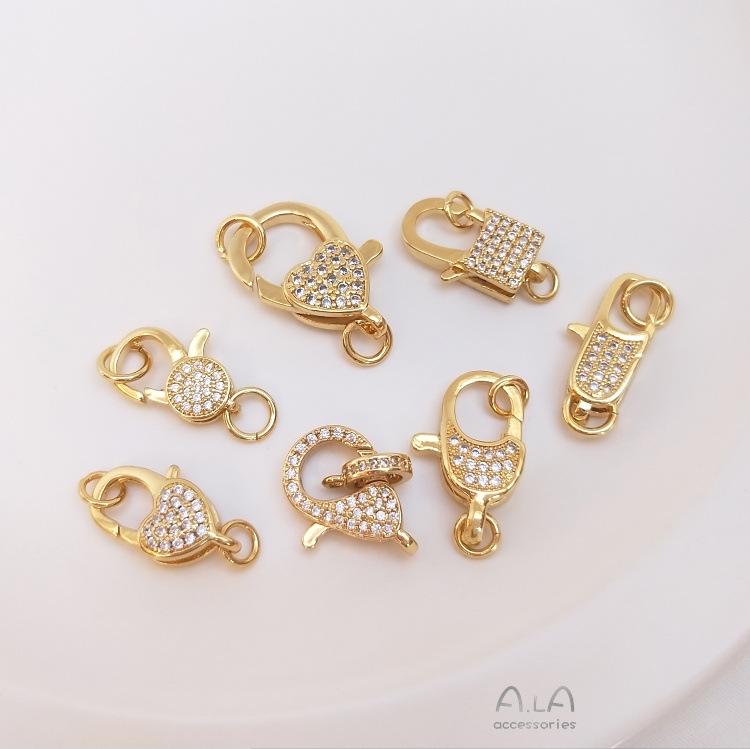 

18K Gold-Filled Heart Lobster Clasp with Micro-Pave Zircon for DIY Jewelry