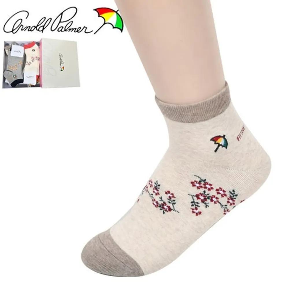 Arnold Palmer Logo Embroidered Flower Ladies Fashion Ankle Socks 24cm