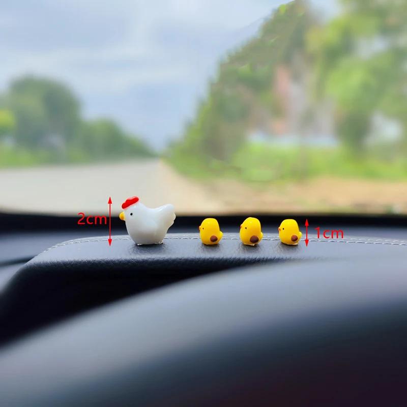 4/5/9pcs/set Cute Mini Chicken Car Ornaments, Car Center Console, Rearview Mirror Decoration, Car Dashboard Decoration