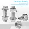 Flange Hex Head Bolts, Flange Nuts, 304 Stainless Steel, Exhaust Manifold Hardware Kit (Bolts&Nuts) M10 X 1.5-35Mm (8-Pack)