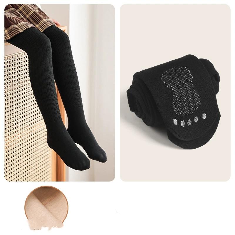 Kids' Velvet Ribbed Leggings with Non-Slip Sole for Spring and Autumn