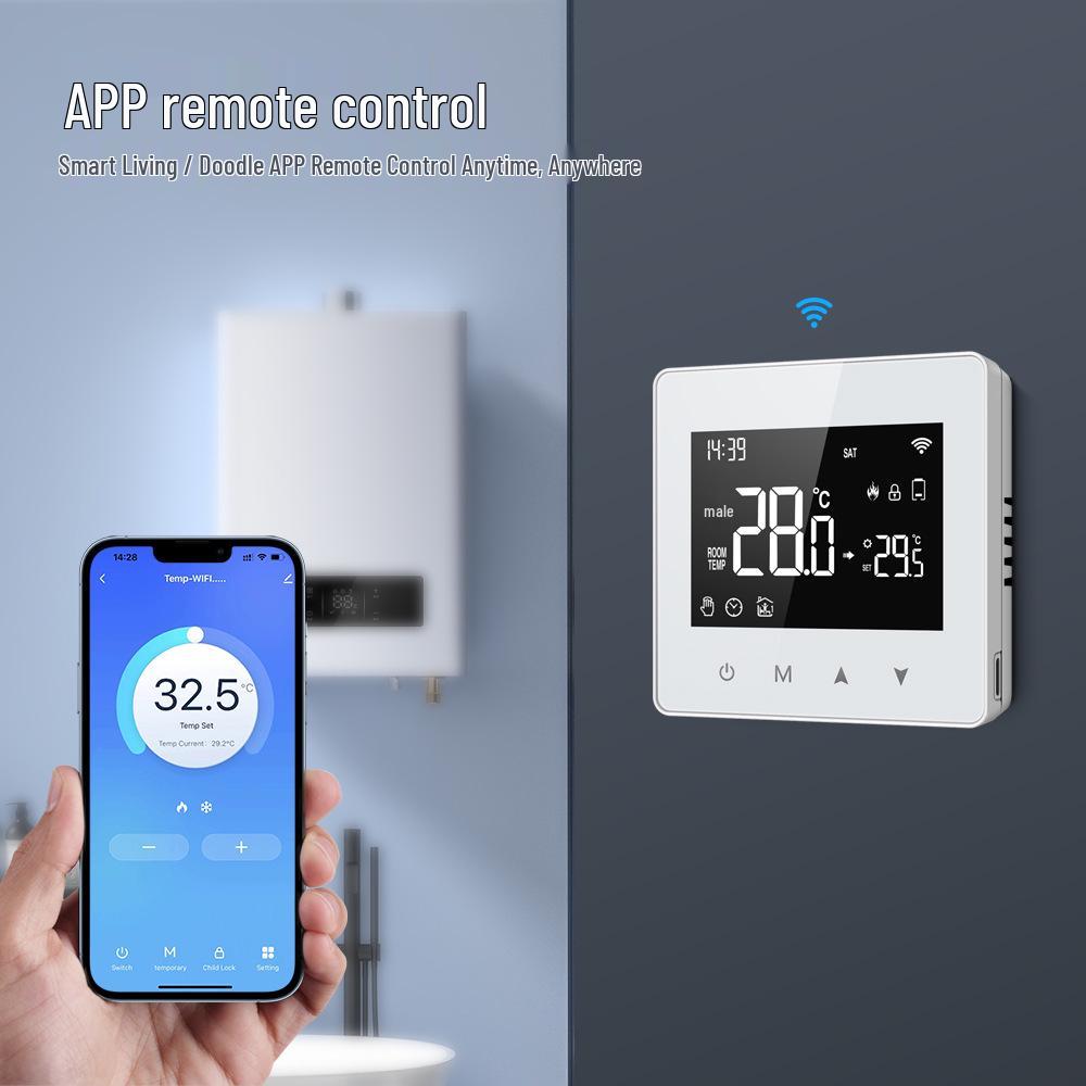 Graffiti Smart Thermostat with ZigBee/WiFi, LCD, Programmable for Water/Gas Boiler, Mobile Remote Access