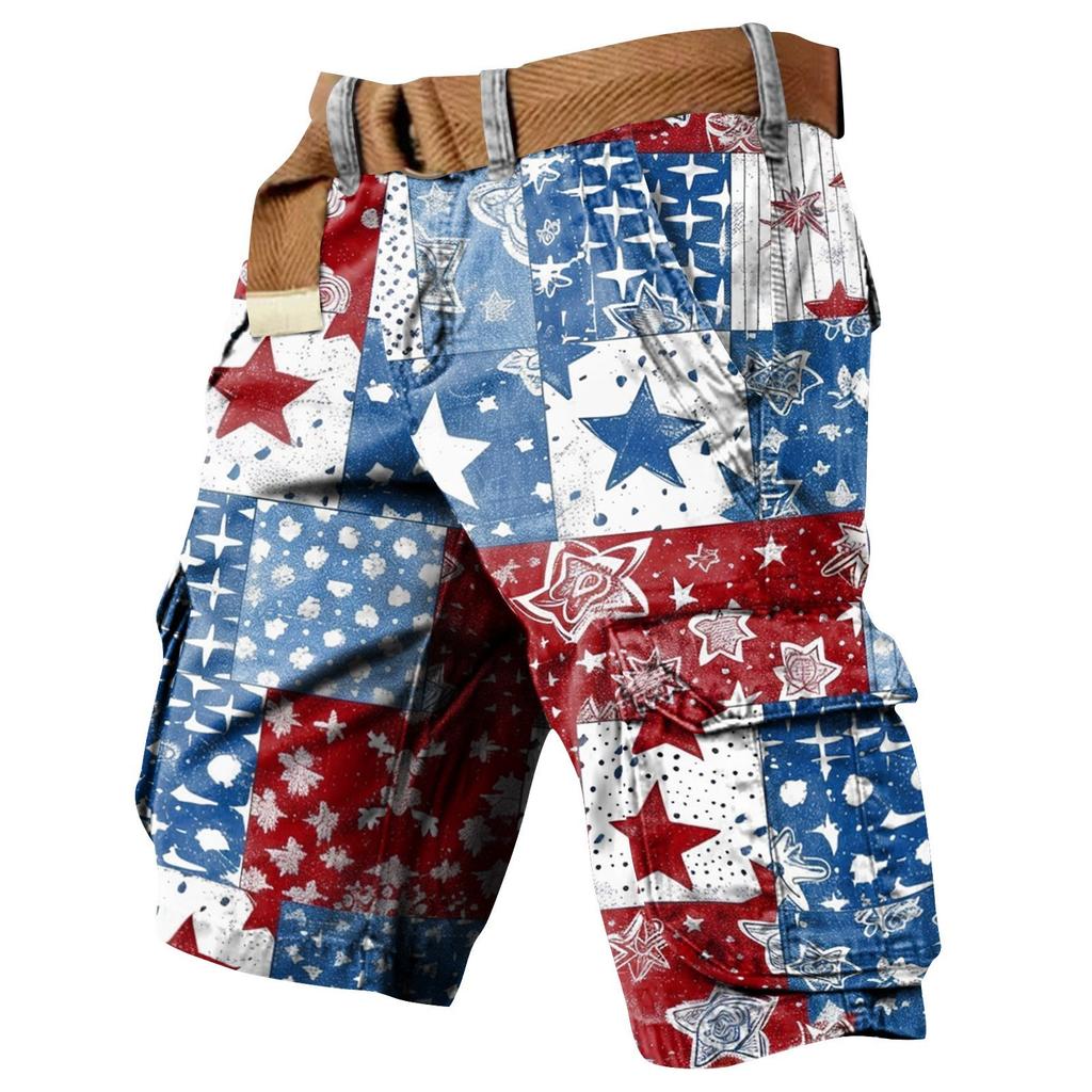 Herren Unabhängigkeitstag Bedruckte Mehrfach-Taschen Workwear Shorts