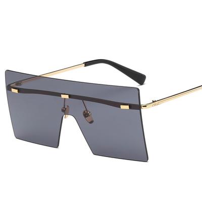 OVERSIZED VINTAGE RETRO SHIELD VISOR Style SUN GLASSES Rimless Frame Blue Lens