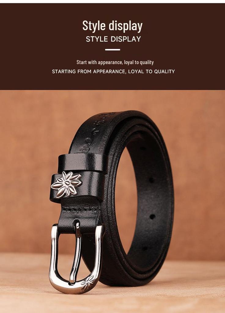 Women's Handmade Retro Leather Pin Buckle Belt - Trendy Cowhide Pant Accessory