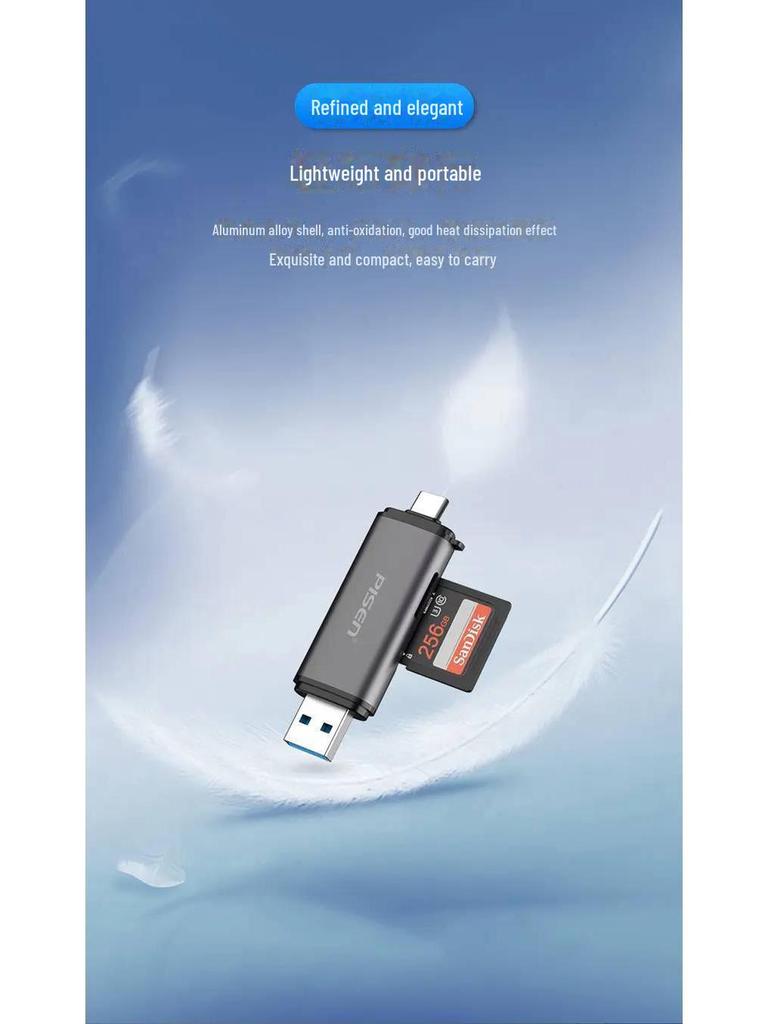 PISEN USB 3.0 & Type-C 3.0 Aluminum Alloy Dual SD/TF Card Reader