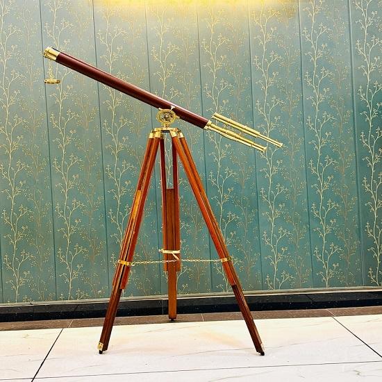 Brass Telescope WIth Wooden Adjustable Tripod Stand In Shinny Brass Finish  Engrave Telescope Gift Office  home Decor