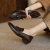 Fashion Women's new spring and autumn genuine leather cowhide bow comfortable mid heel round toe loafers casual single shoes for walking