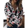 Sommer Minimalistisches Hemd mit Digitalem Blumenprint Knopfleistenhemd Oberteil für Damen Hawaiianischer Strandurlaub Lässiges Hemd