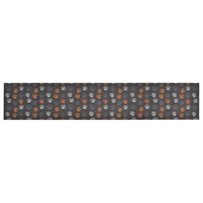 VidaXL Tapis de cuisine lavable impression de pattes 60x300 cm velours 136575