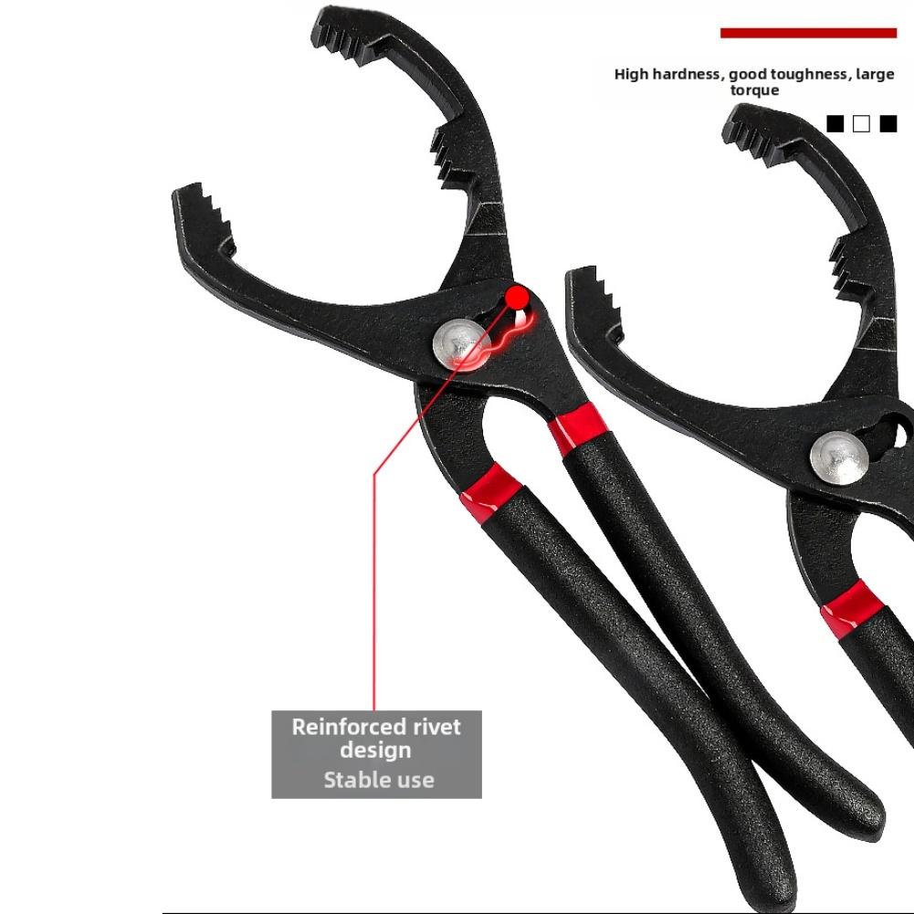 Adjustable Oil Filter Pliers with Non Slip Handle and Reinforced Rivet for Long Lasting Use and High Torque Performance