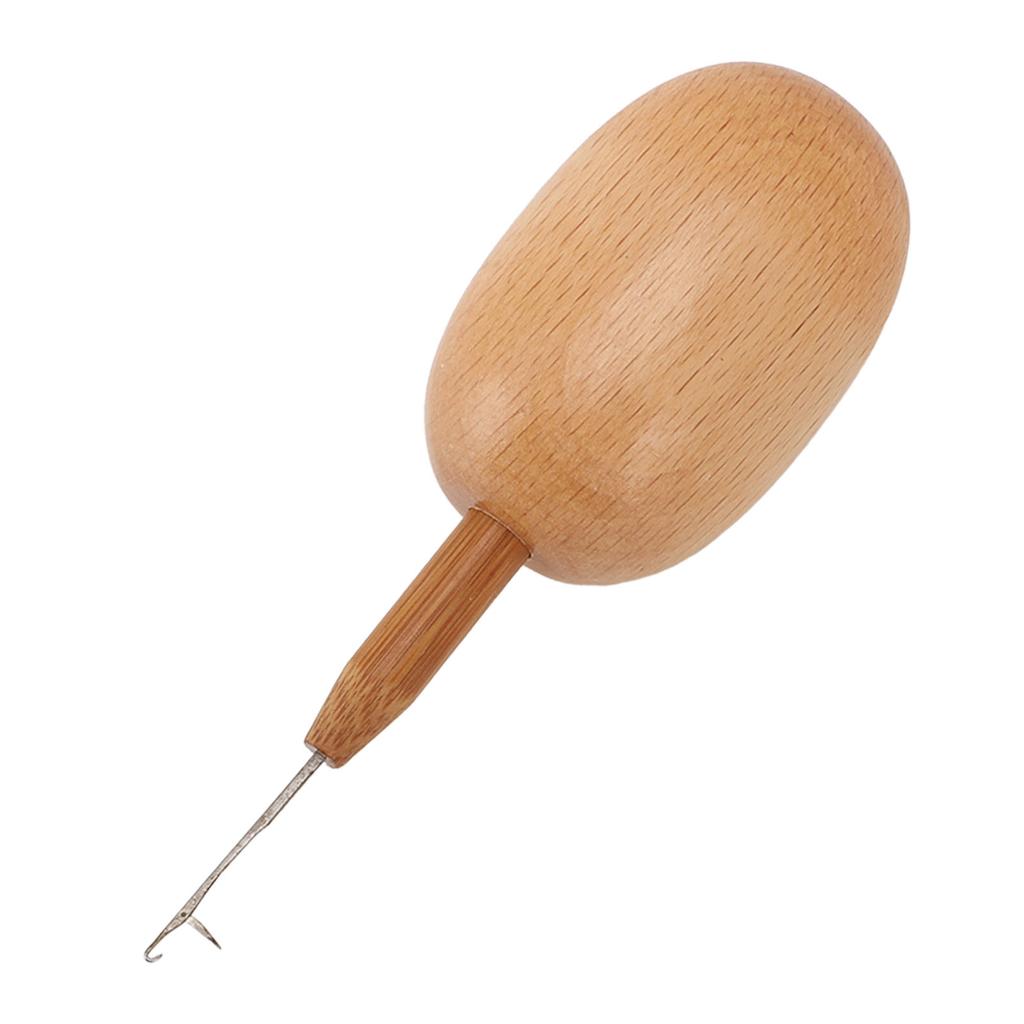 Egg Shaped Darning Tool with Crochet Hook Wooden Mending Device for Socks Sweater Scarf