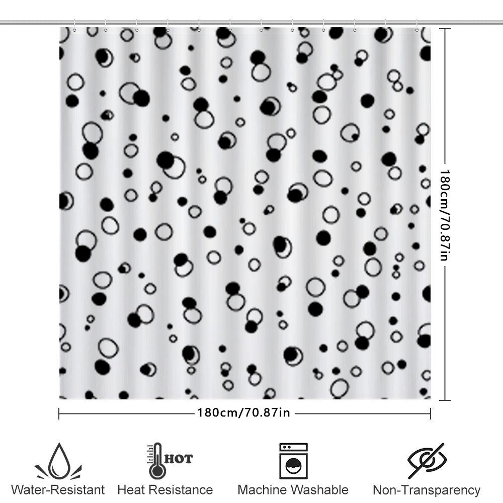 Bathroom Decor Black White Shower Curtain With Cute Circle Pattern For Home Decoration Modern Design Waterproof Fabric Size 180X