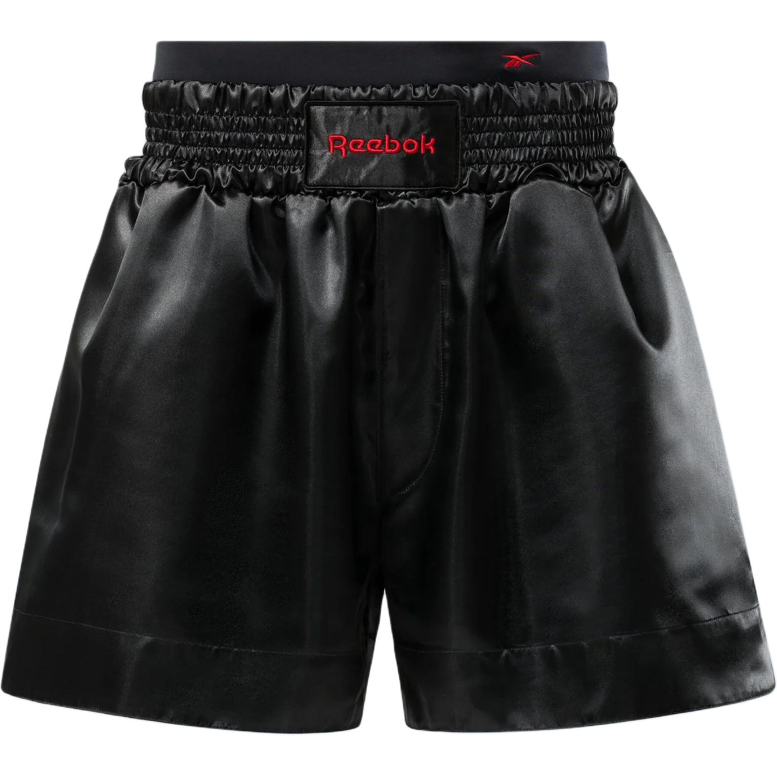 

Reebok Logo Embroidered Loose Solid Color Three-Quarter Casual Shorts Unisex shorts Black 22331575 XS