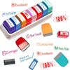 Colorful German & French Teacher Stamps Set - 8 Motivational and Encouraging Designs for Classroom & Homework