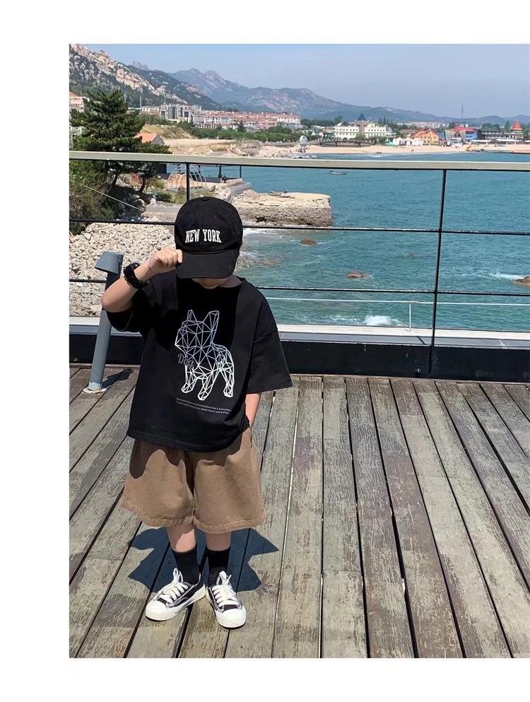Kinder Freizeit Kurzarm T-Shirt: Sommer-Top für Jungen im koreanischen Stil mit Rundhalsausschnitt