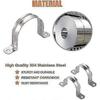 15 Pcs 304 Stainless Steel U Type Pipe Clamp, 60mm Pipe Fixing Clamp for Conduit, Pipe and Cable Bracket (15 Pack, M60)