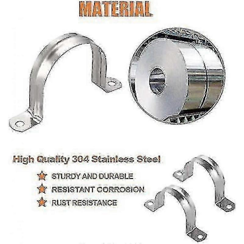 15 Pcs 304 Stainless Steel U Type Pipe Clamp, 60mm Pipe Fixing Clamp for Conduit, Pipe and Cable Bracket (15 Pack, M60)