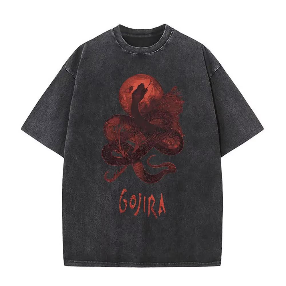 Washed Vintage Metal Band Gojira From Mars To Sirius Flying Whales Graphic Tshirt Men Women Gothic Pure Cotton T-shirt