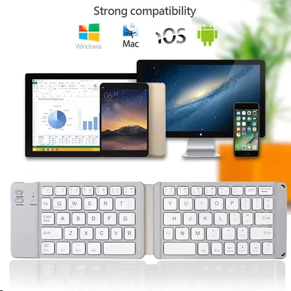 Folding Bluetooth Keyboard With Touchpad For IOS Android Windows Office Mini Wireless Keyboard Storage Three Systems Universal