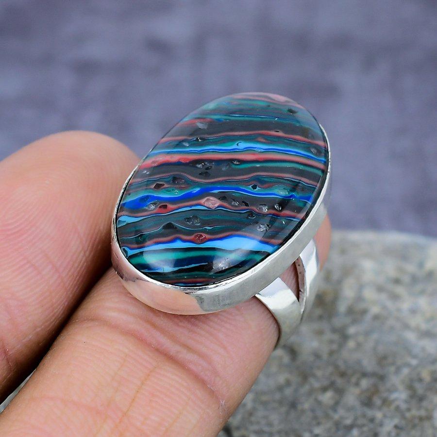 

Радуга Calsilica Gemstone Handmade 925 Sterling Silver Ring Ювелирные изделия Все размеры
