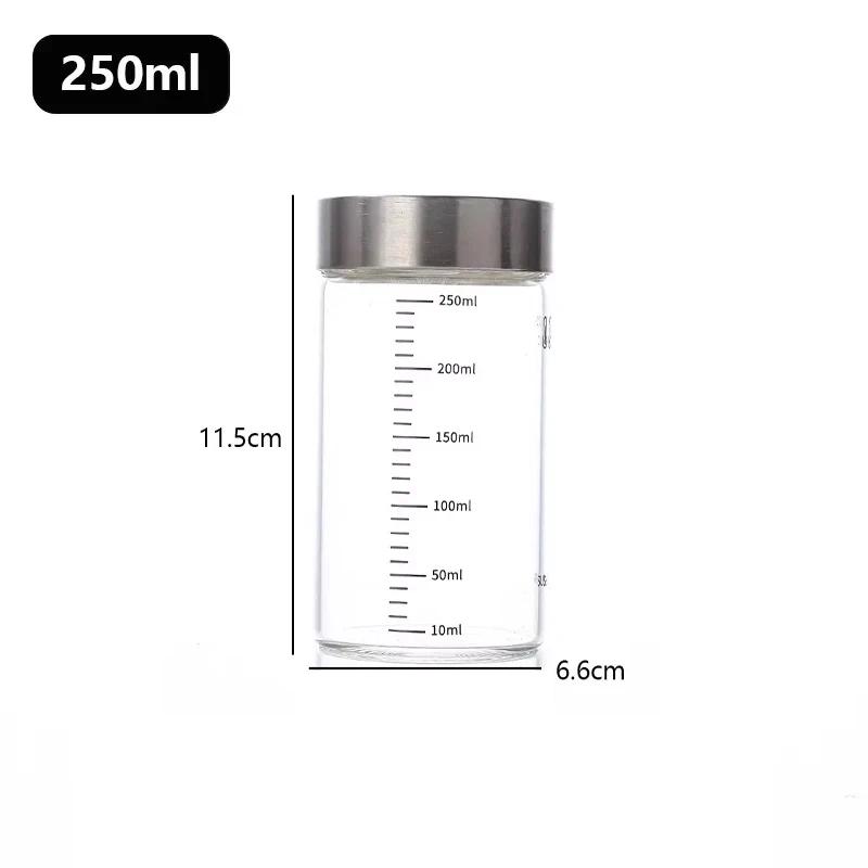 Sealed Bottle High Borosilicate Glass Liquid Orgnizer with Scale Strawberry Jam Storage Jars with Lid Orange Juice Dispenser