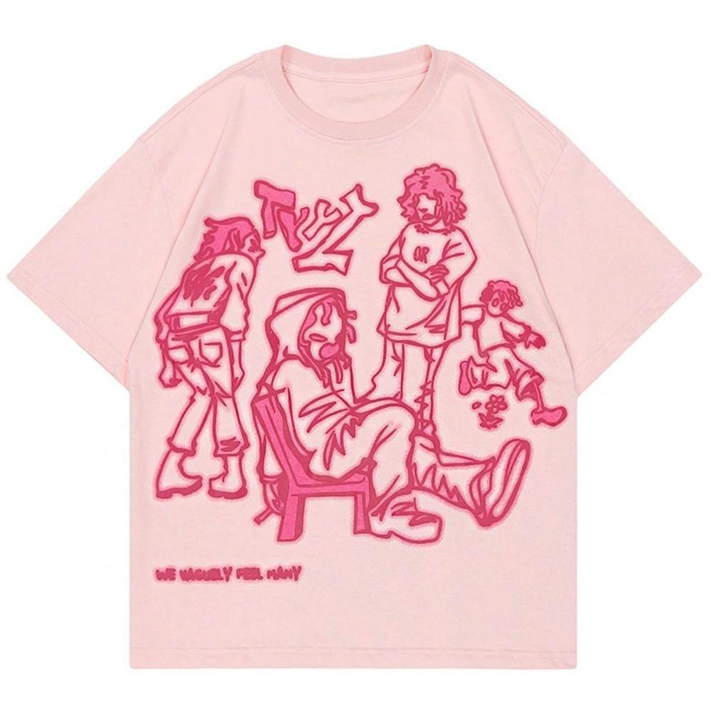 Винтажная оверсайз футболка с графическим принтом в стиле Y2K; Унисекс Streetwear ; Унисекс футболка в мужском и женском стиле S