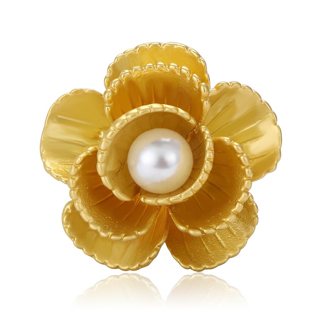 Fashion Alloy Matte Electroplated Flower Brooch Simple And Versatile Women'S Suit Sweater Corsage Jewelry Pin