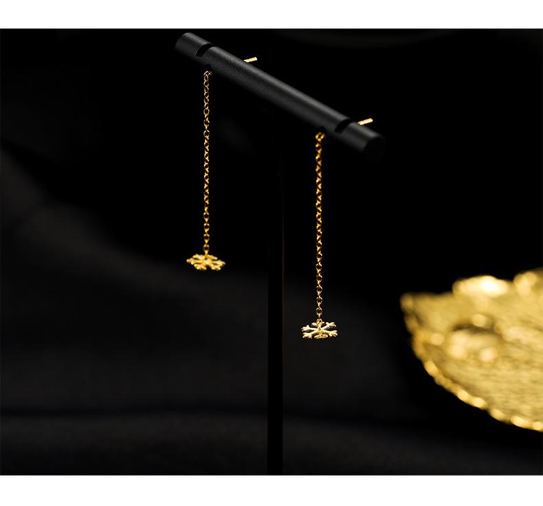 Banyan Tree S925 Silver Snowflake Tassel Earrings for Women – Korean Style