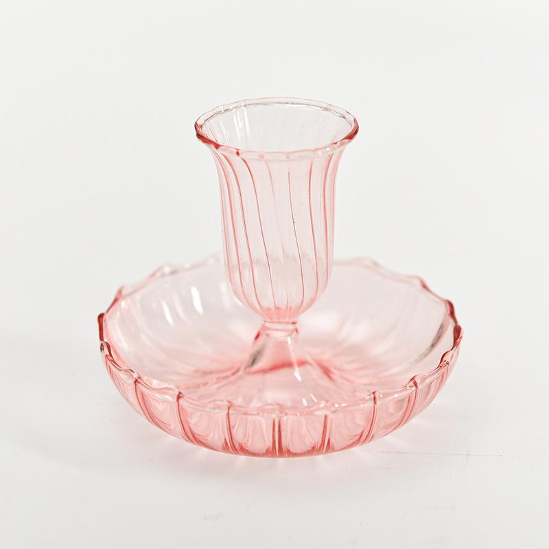 

Multi-Color Glass-Style Candle Holder Creativity Romantic Desktop Candlestick Ornament for Home Living Room Room Decoration Gift