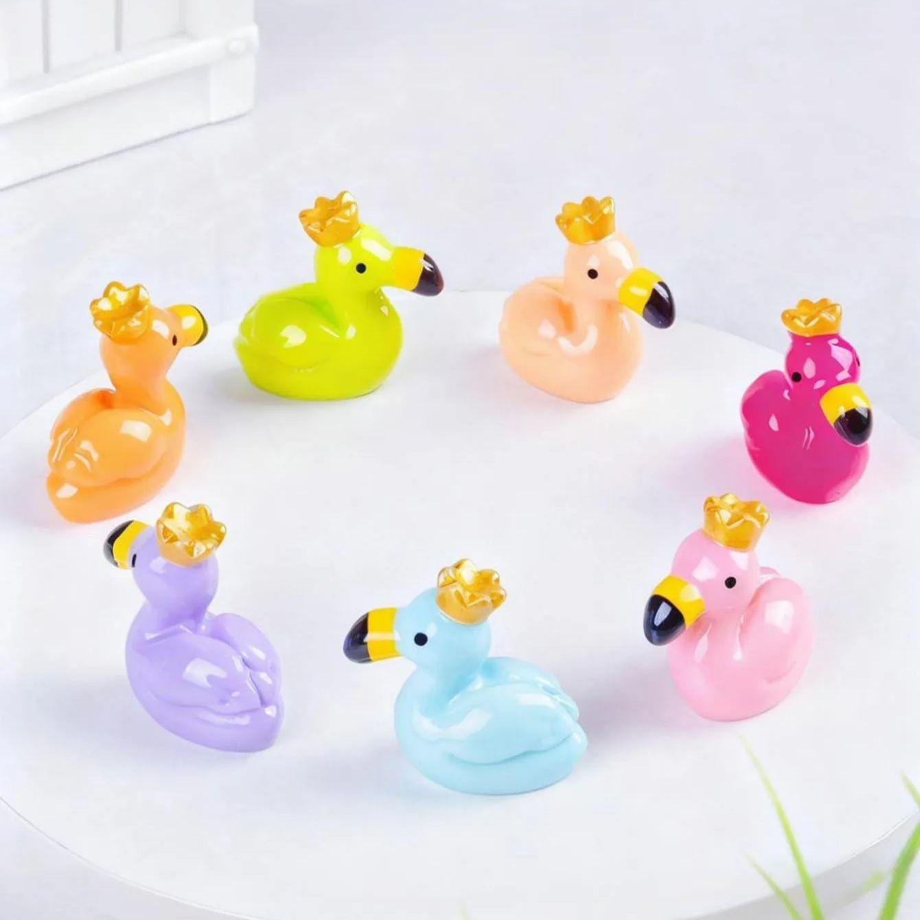 

10/20PCS Crown Flamingo Ornaments Resin Collection Designed For Fairy Garden Micro Landscape Wedding Centerpiece DIY Craft Display -A7957