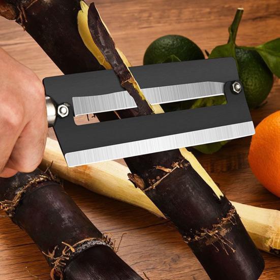 Škrabka na cukrovou třtinu a ananas s dřevěnou rukojetí z vysoce uhlíkové oceli Zeleninová a ovocná škrabka pro silné slupky Ergonomická Nerezová Nezbytnost do kuchyně