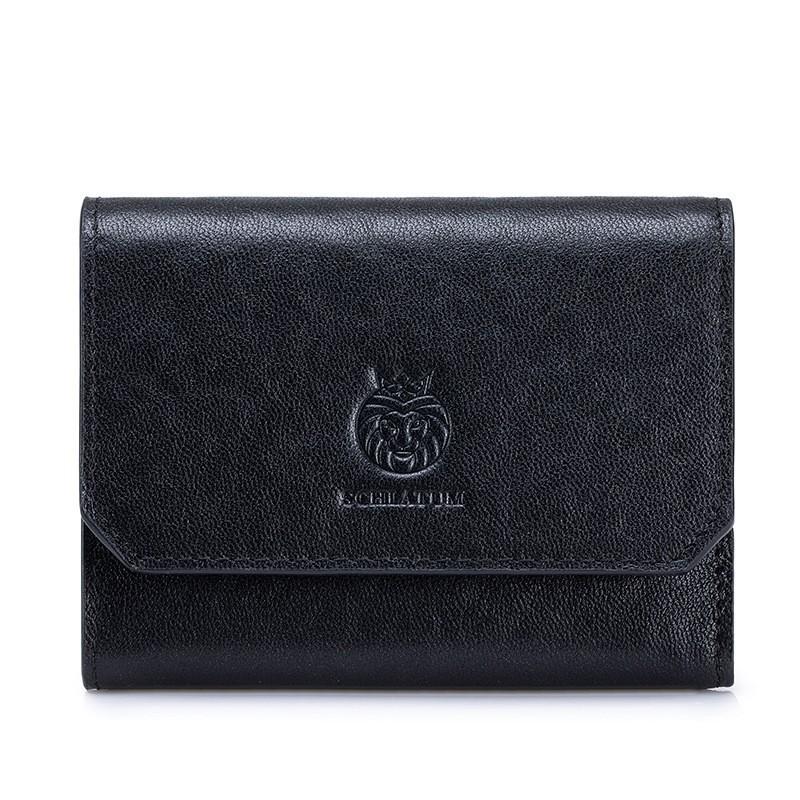 First Layer Cowhide RFID Anti-theft Brush Three Fold Wallet Men s Short Leather Retro 11x3x9 чёрный