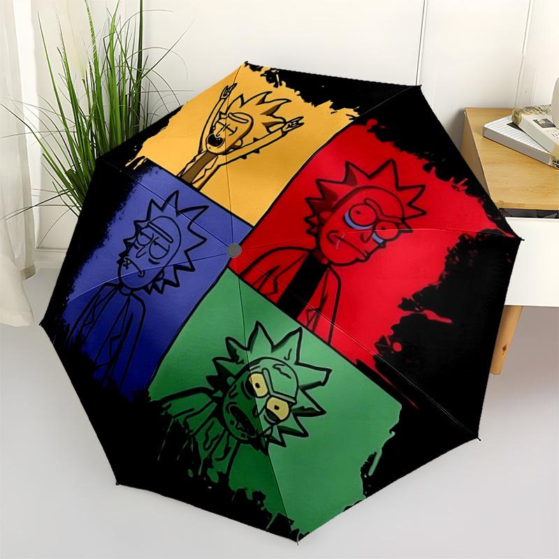 Rick and Morty "Dimensional Portraits" Automatic Folding Umbrella with Sturdy Iron Frame, Portable Compact Travel Umbrella All-Season Use Parties004