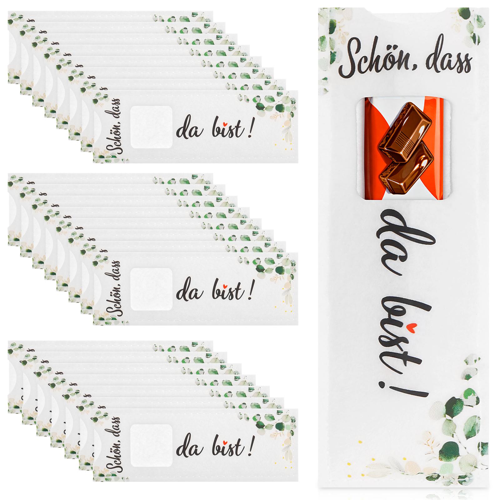 24Pcs Felt Gift Bags Exquisite Felt Present Bag French “Schön dass du da bist” Chocolate Gift Set Holiday Felt Wrapping Gift Box 14x5x0.4CM