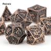 7 Pcs Copper Dragon Metal Dice Solid Metal Polyhedral Dice Set Suitable For Role-Playing Dice PropBoard Game Gift